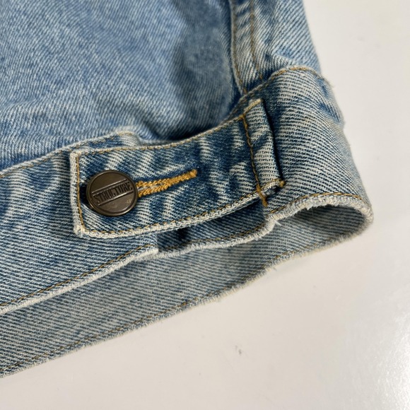 Vintage‎ Structure Distressed Jean Jacket Mens L Blue Denim Trucker Western 90s - Picture 12 of 14